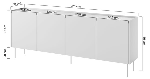 Desin komód 220 cm négyajtós - olíva / nagano tölgy