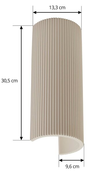Lindby Colja fali világítás, kerek, magasság 30,5 cm, gipsz, bézs, dimmelhető, Krém / borostyánsárga, Nappali / Étkező, Gipsz / agyag