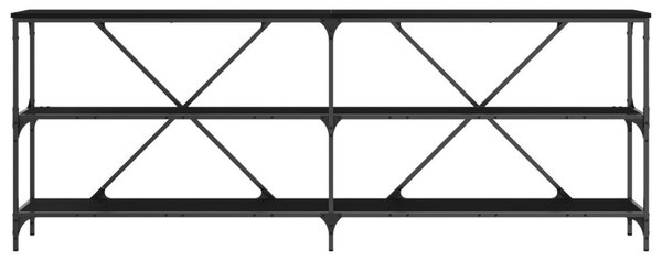 Konzolasztal polcokkal Fekete tölgy 200 x 30 x 75 cm Faanyag