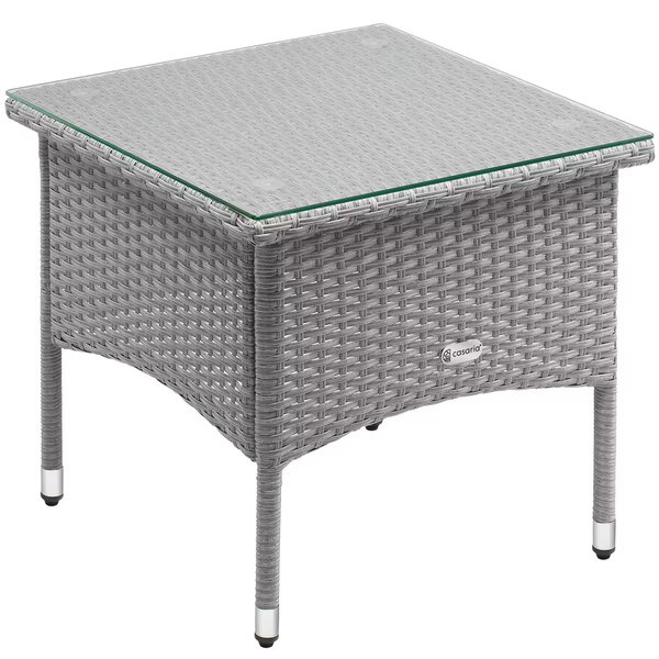 Casaria® Rattan asztalka 50x50x45 cm - szürke