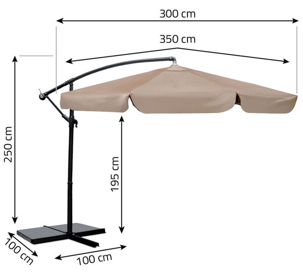 Parasol ogrodowy składany 6 segmentowy 350 cm z pokrowcem Plonos PL-880