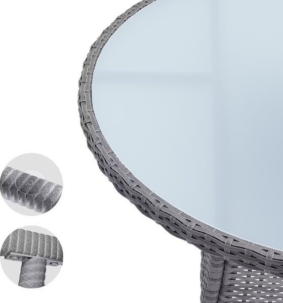 Casaria® Rattan asztal Ø60 cm - szürke