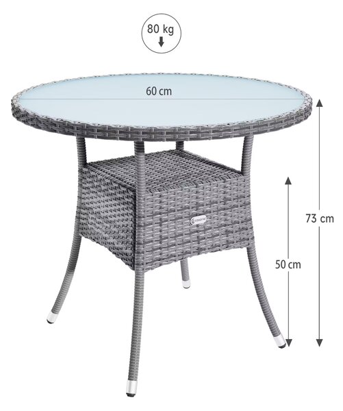 Casaria® Rattan asztal Ø60 cm - szürke