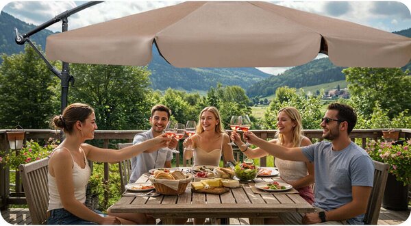 Parasol ogrodowy składany 6 segmentowy 350 cm z pokrowcem Plonos PL-880
