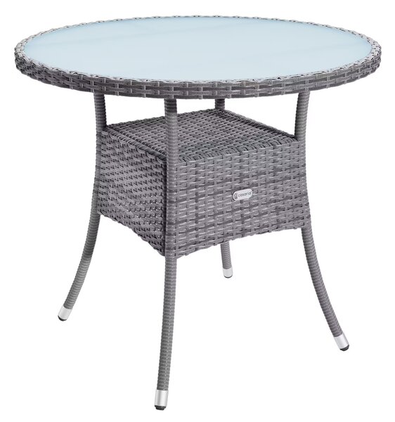 Casaria® Rattan asztal Ø60 cm - szürke