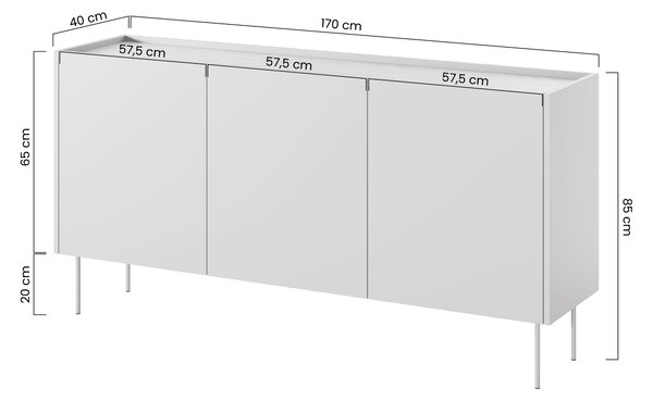 Desin komód 170 cm fém lábakkal - kasmír / nagano tölgy