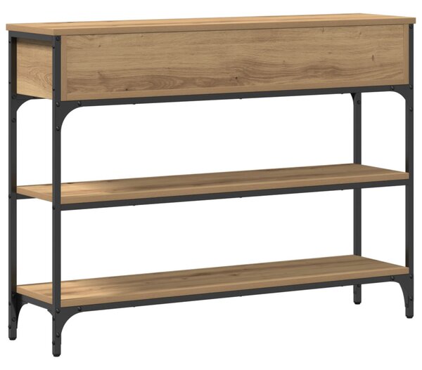 Konsole asztal Művészi tölgy 100x25x75 cm Szerelt fa & acél