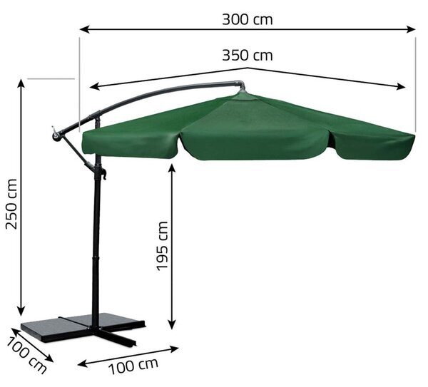 Parasol ogrodowy składany 6 segmentowy 350 cm z pokrowcem Plonos PL-880