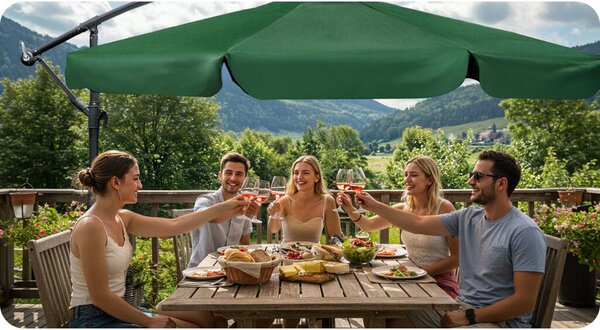 Parasol ogrodowy składany 6 segmentowy 350 cm z pokrowcem Plonos PL-880