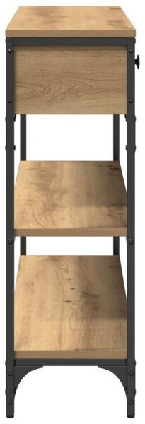 Konsole asztal Művészi tölgy 100x25x75 cm Szerelt fa & acél