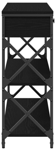 Konzoltábla Fekete Tölgy 100x28x75 cm Mérnöki Fa és Acél