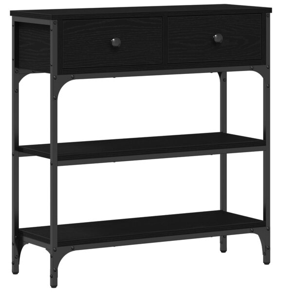 Konzolasztal fiókkal Fekete tölgy 72.5 x 25 x 75 cm Faanyag