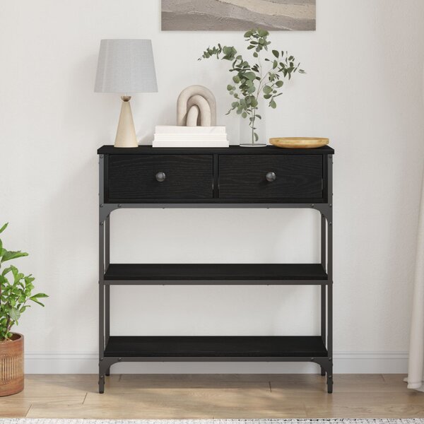 Konzolasztal fiókkal Fekete tölgy 72.5 x 25 x 75 cm Faanyag