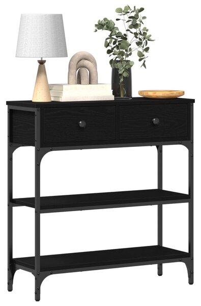 Konzolasztal fiókkal Fekete tölgy 72.5 x 25 x 75 cm Faanyag