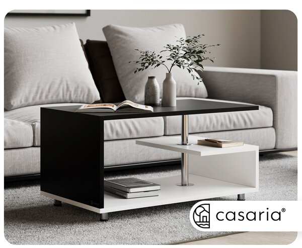 Casaria® Orlando dohányzóasztal 95x55x50 cm - fehér/fekete