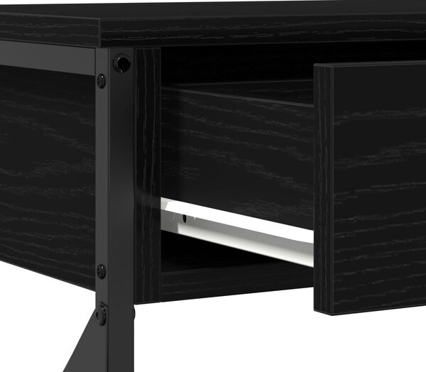 Konzoltábla Fekete Tölgy 100x28x75 cm Mérnöki Fa és Acél
