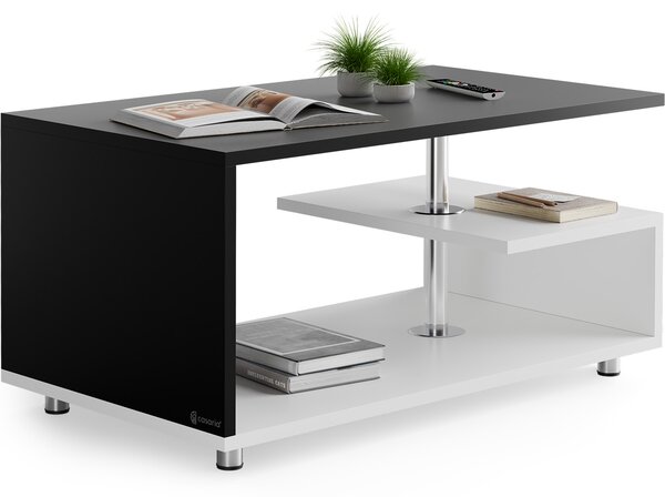 Casaria® Orlando dohányzóasztal 95x55x50 cm - fehér/fekete