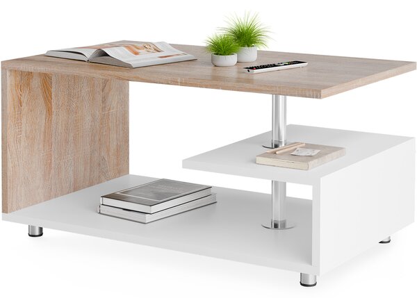 Casaria® Orlando dohányzóasztal 95x55x50 cm - fehér/tölgy