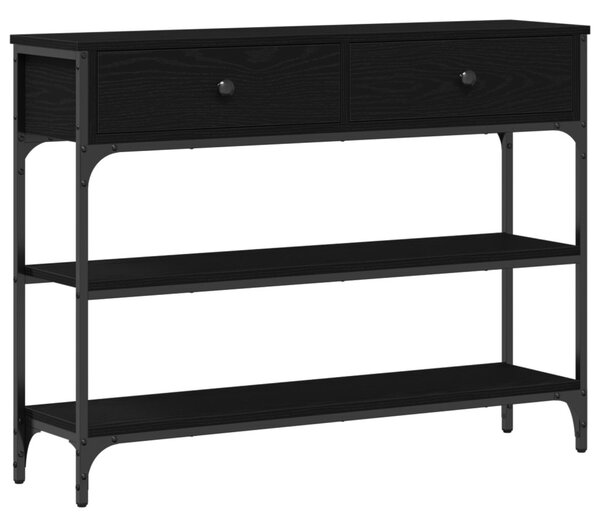 Konzolasztal fiókkal Fekete tölgy 100 x 25 x 75 cm Faanyag