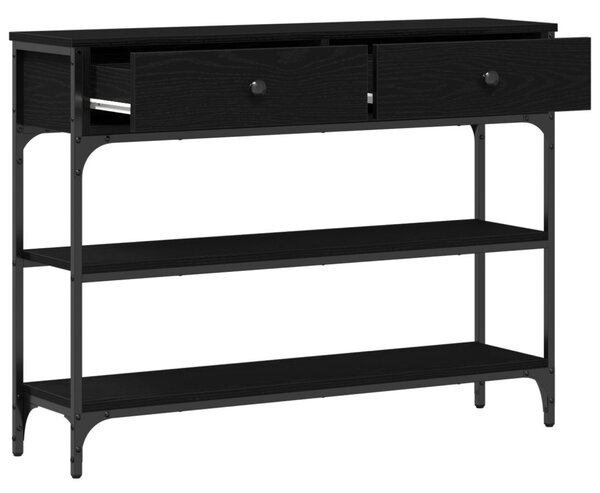 Konzolasztal fiókkal Fekete tölgy 100 x 25 x 75 cm Faanyag