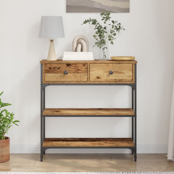 Konzolasztal fiókkal Öreg fa 72.5 x 25 x 75 cm Faanyag