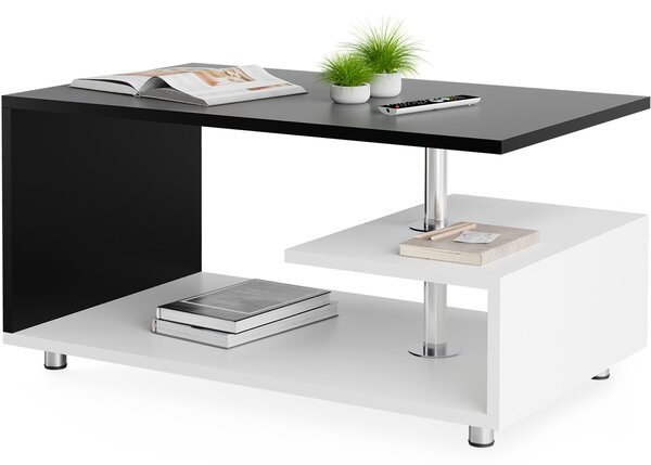 Casaria® Orlando dohányzóasztal 95x55x50 cm - fehér/fekete