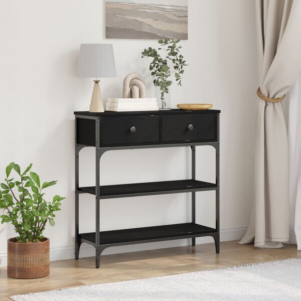 Konzolasztal fiókkal Fekete tölgy 72.5 x 25 x 75 cm Faanyag