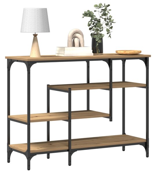 Konzolasztal Mesteri Tölgy 100x35x75 cm Műanyag Fa és Acél