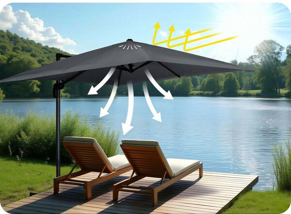Parasol ogrodowy składany 8 segmentowy 420 cm z pokrowcem Plonos PL-883