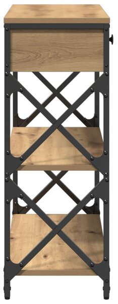 Konsole Asztal Kézműves Tölgy 75x28x75 cm Mérnöki Fa és Acél