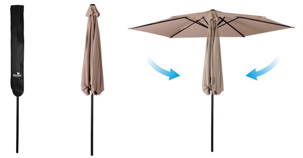 Parasol ogrodowy składany 6 segmentowy 300 cm z pokrowcem Plonos PL-884