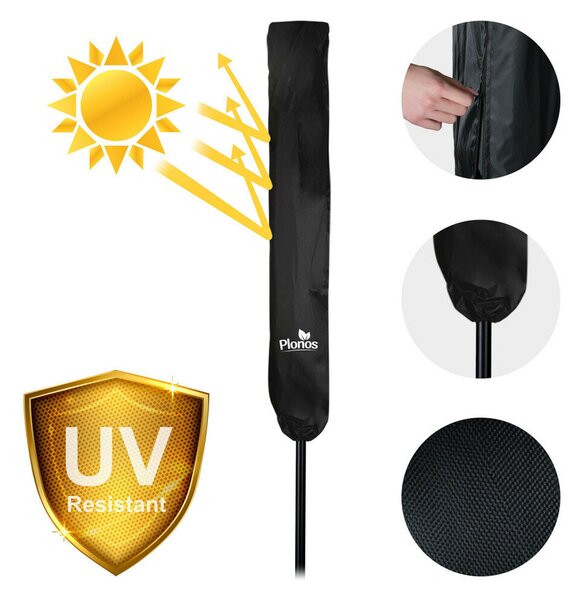 Parasol ogrodowy składany 6 segmentowy 300 cm z pokrowcem Plonos PL-884