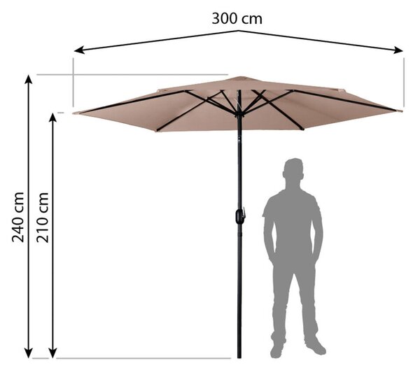 Parasol ogrodowy składany 6 segmentowy 300 cm z pokrowcem Plonos PL-884