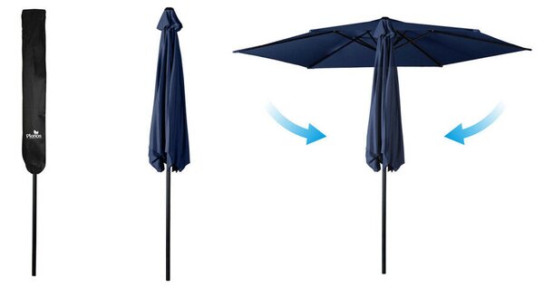 Parasol ogrodowy składany 6 segmentowy 300 cm z pokrowcem Plonos PL-884
