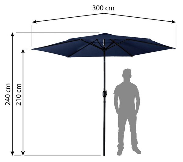 Parasol ogrodowy składany 6 segmentowy 300 cm z pokrowcem Plonos PL-884
