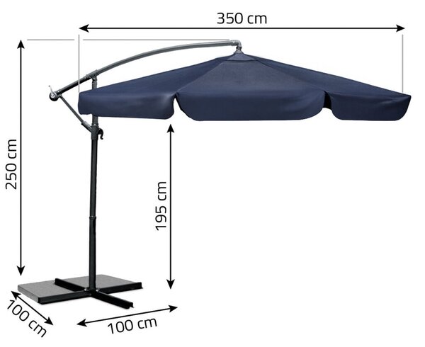 Parasol ogrodowy składany 6 segmentowy 350 cm z pokrowcem Plonos PL-880