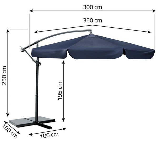 Parasol ogrodowy składany 8 segmentowy 350 cm z pokrowcem Plonos PL-881