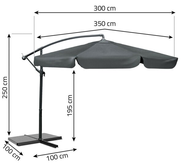 Parasol ogrodowy składany 8 segmentowy 350 cm z pokrowcem Plonos PL-881