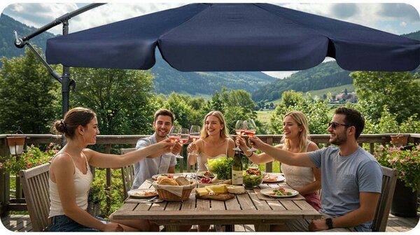 Parasol ogrodowy składany 8 segmentowy 350 cm z pokrowcem Plonos PL-881