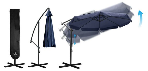 Parasol ogrodowy składany 8 segmentowy 350 cm z pokrowcem Plonos PL-881