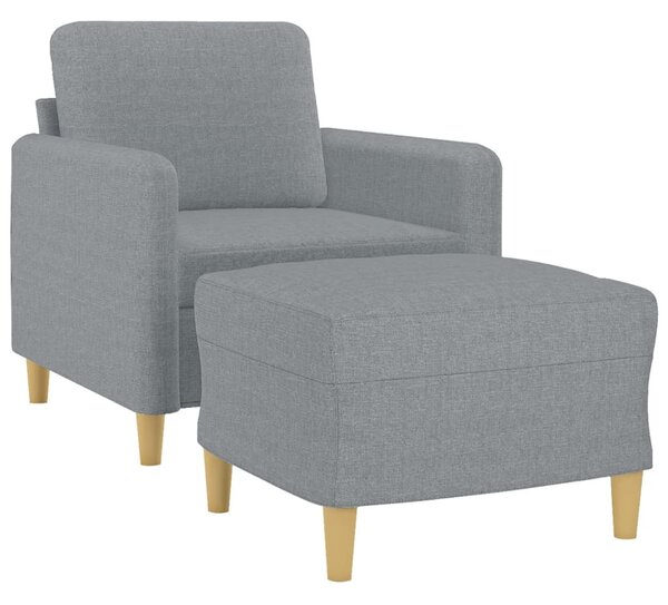 Világosszürke szövet kanapéfotel lábtartóval 60 cm