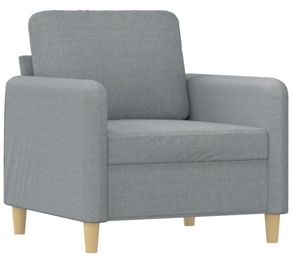 Világosszürke szövet kanapéfotel lábtartóval 60 cm