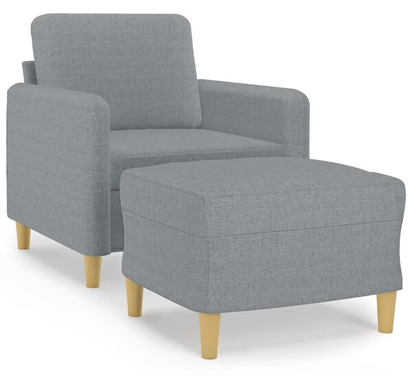Világosszürke szövet kanapéfotel lábtartóval 60 cm
