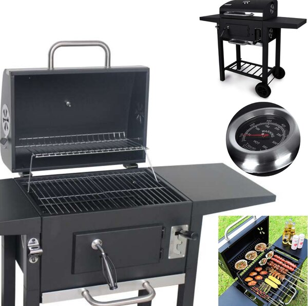 Landgraf faszenes BBQ Grill állítható rácsmagasság, hőmérő