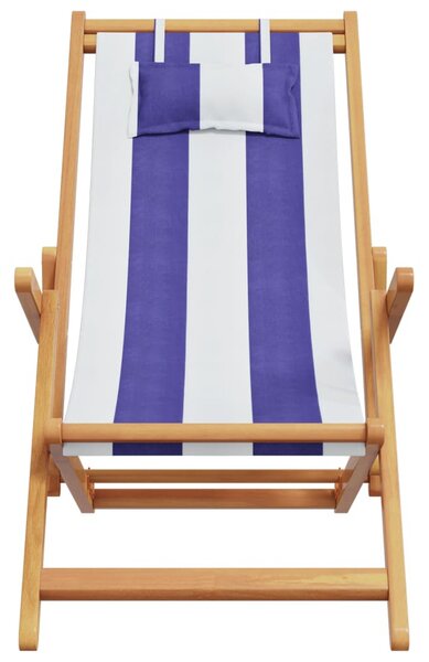 Kék és fehér eukaliptuszfa és szövet összecsukható strandszék