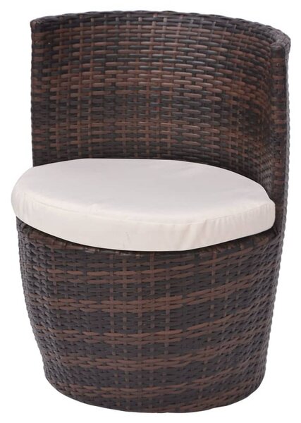 VidaXL 3 darabos barna polyrattan bisztrószett párnákkal