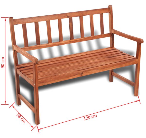 Tömör akácfa kerti pad 120 cm