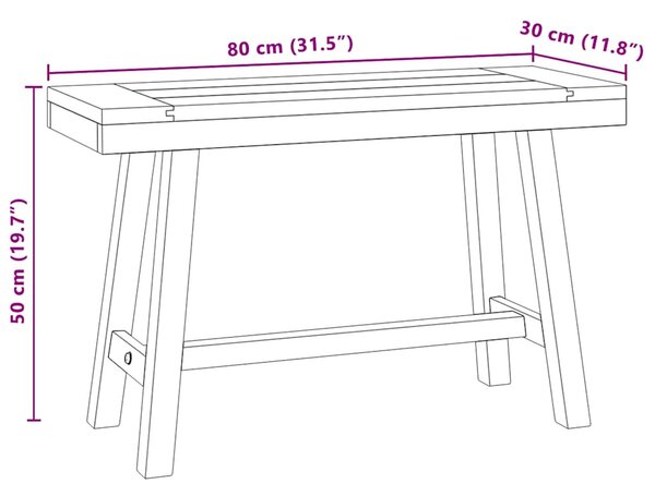 VidaXL tömör tíkfa pad 80 cm