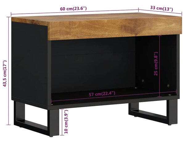 Tömör mangófa TV-szekrény 60 x 33 x 43,5 cm