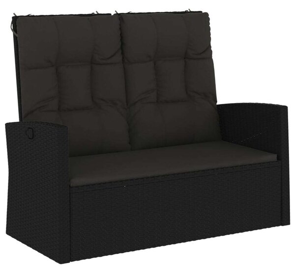 Polyrattan Kerti Pad - Dönthető - 118 cm - Fekete